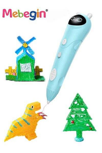 MEBEGIN 3D Painting Pen Set with 3D Pen, 1 Roll of 5-meter PLA Filament, Stencil Book and Scissor
