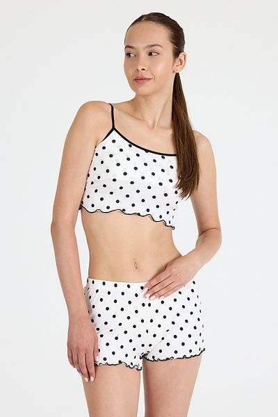 Rays White Polka Dot Patterned Athlete Shorts Set 3404