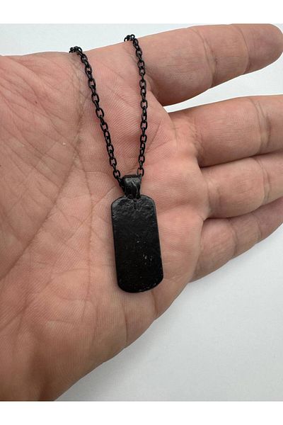 Herşey Nota Black Imprint Necklace – Unisex Metal Design with 60 cm Chain