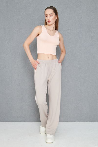 Dİ GİYİM Di Clothing Women's Casual Fit Modal Blended Fabric Detailed Trousers