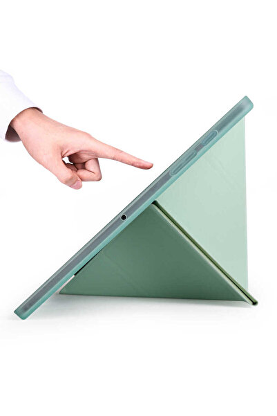 xemu Galaxy Tab A7 10.4 T500 2020 Case Compatible Tri Folding Pen Compartment Stand Case - Dark Green