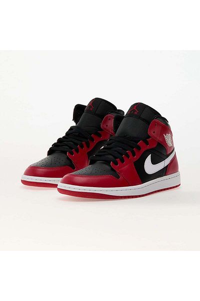JORDAN Air 1 Mid "Black/ White-Gym Red"