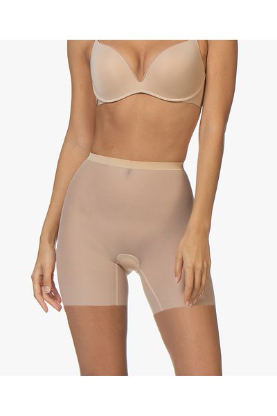 MİSTİRİK Model Fasano Chiloți cu talie înaltă cu detaliu transparent și corset Boxer Culoare piele