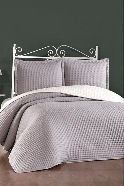 Çeyiz Diyarı Elisa Filled Double Sided Double Size 240X260 cm Bedspread Dark Gray