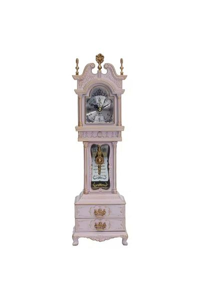 BLA BLA FOAM Decorative Pendulum Table Clock with Music Box, Baroque Style, Vintage Design - Pink and Gold, 38 cm