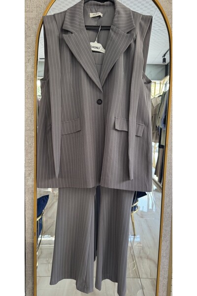 FA Butiq Women's Design Vest and Trousers Gray Suit