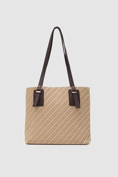 Shule Bags Geanta de umar Valenne din paie Maro