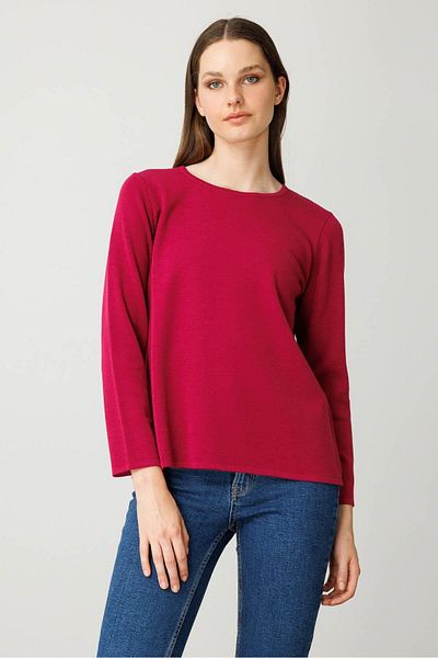 Desen Triko Women's Crew Neck Long Sleeve Basic Wool Blouse Sefrem