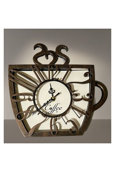 BLA BLA FOAM Ceas de perete decorativ în formă de ceașcă de cafea, 30x28 cm, design 3D cu numere și ace în relief