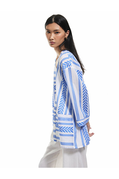 Koton Βαμβακερό 3/4 με φαρδύ μανίκι Κέντημα Μακρύ κιμονό με κέντημα