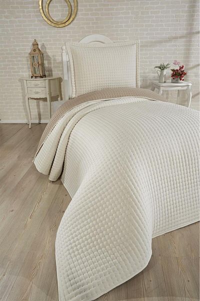 Çeyiz Diyarı Elisa Filled Double Sided Single 180X240 cm Bedspread Cream