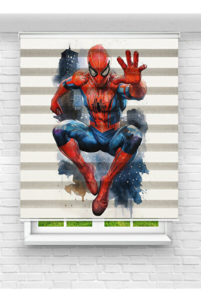 Ay Işığım Spider-Man Desenli Zebra Stor Perde - Erkek Çocuk Odası Süper Kahra...
