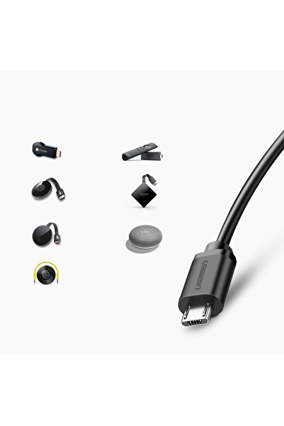 Ugreen Adaptor extern LAN micro USB 100Mbps pentru Chromecast 1m negru