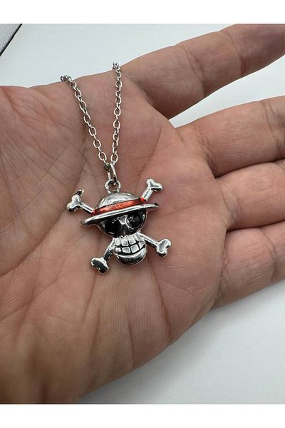 Herşey Nota One Piece Skull Pirate Themed Unisex Necklace – Metal Jewelry with 60 cm Chain