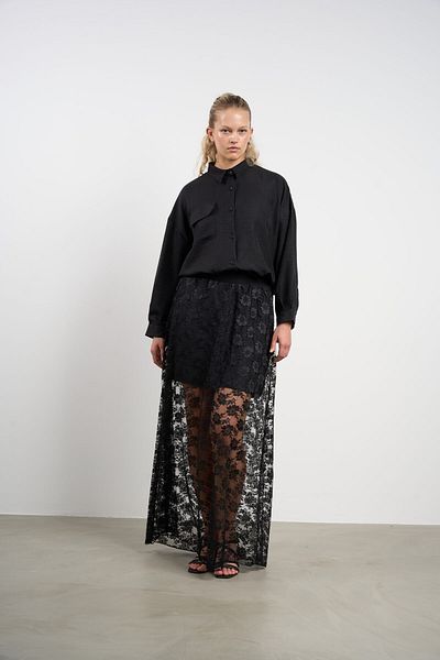 HANIQA Women's Plus Size Lace Skirt Detailed Shirt-Skirt Set (44-50) |   25188