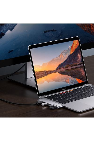 Ugreen Rozdzielacz portów HUB MacBook Air Pro 2x USB-C HDMI 2x USB 3.0 SD TF PD szary