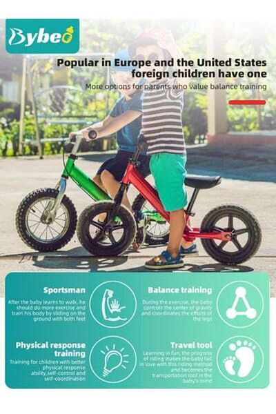 BYBEO Toddler Balance Bike, Kids Lightweight No Pedal Training Bicycle, Adjustable Seat and Handlebar