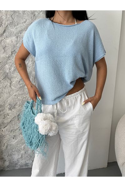 solena sln Γυναικεία Πλεκτή Μπλούζα Πλεκτό Λινό Λινό Νέας Σεζόν