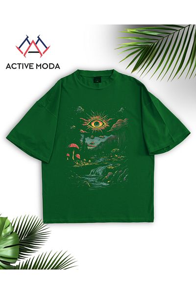 ACTIVE MODA -Men's Cotton Printed Eya Short Sleeve Tshirt Oversize Large Size