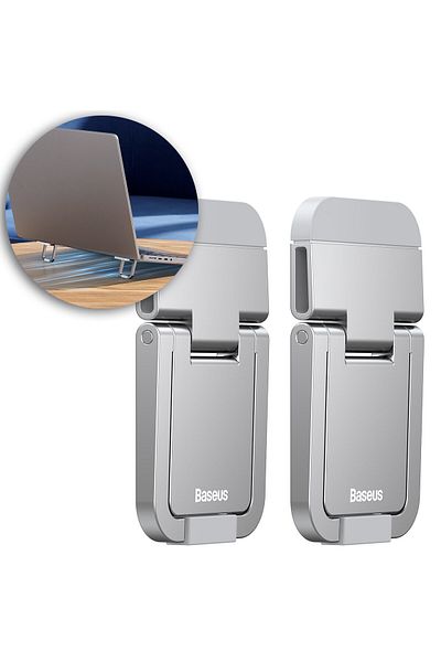 Baseus Podstawki nóżki do laptopa przyklejane składane 2szt. srebrny