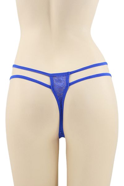 OEM Sexy thong panties with contrasting lace inserts and decorative rhinestone details, DZK-2162