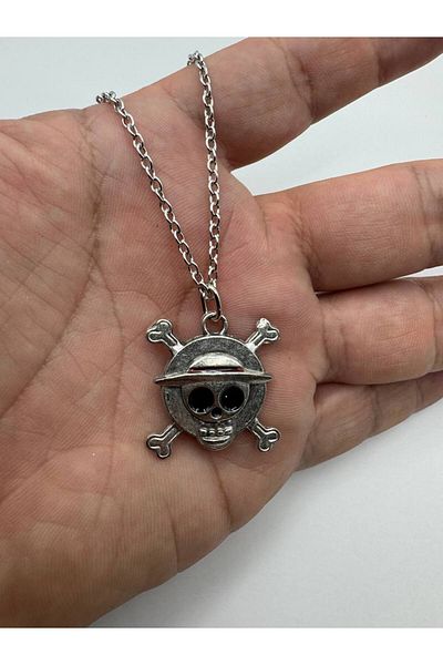 Herşey Nota One Piece Skull Gothic Design Unisex Anime Necklace – Metal Jewelry with 60cm Chain