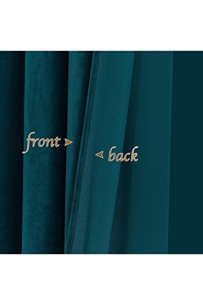PONY DANCE Set 2 opaque curtains, petrol blue, with header tape, for bedroom or living room, 132X259