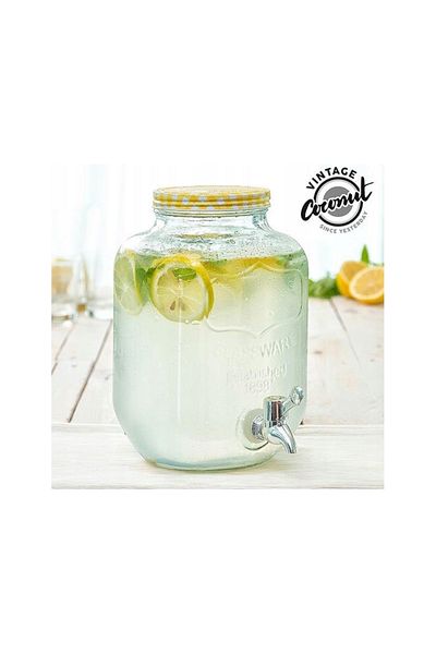 Excellent Houseware Lemonade dispenser jar, yellow, glass, 4 liters
