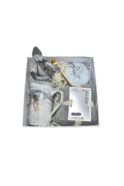 OEM Set cadou 5 piese pentru el cu cană ceramică de 400 ml și accesorii, gri
