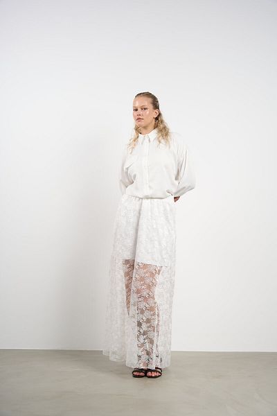 HANIQA Women's Plus Size Lace Skirt Detailed Shirt-Skirt Set (44-50) |   25188