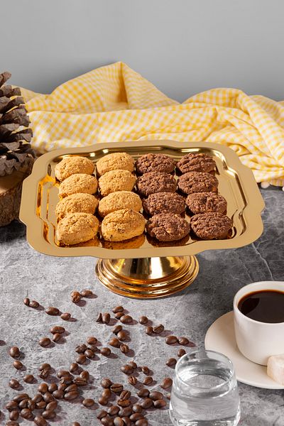 NEWTREND Züccaciye Luxury Daisy Gold Footed Cake, Cake, Cookies, Dessert, Treat, Dowry Presentation Serving Stand