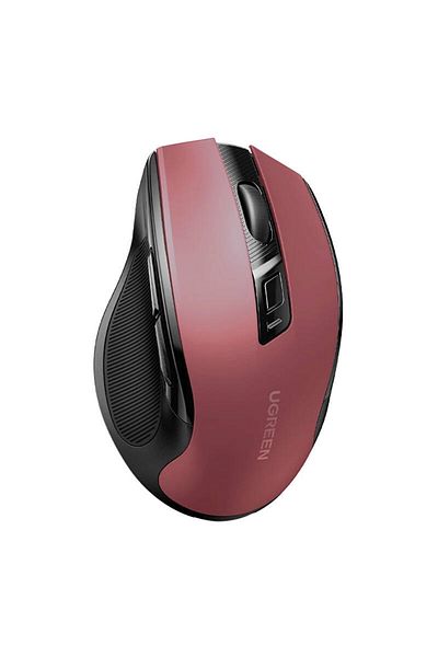Ugreen Precyzyjna mysz bezprzewodowa USB 2.4GHz Bluetooth 5.0 optyczna 4000 DPI czerwona
