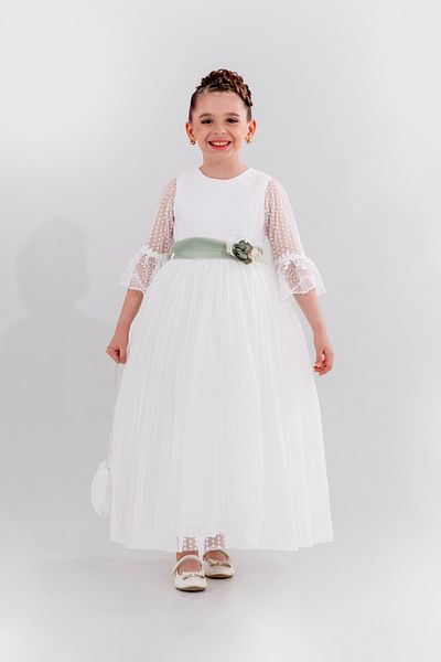 Eray Kids Вечерна рокля за момиче с точки и цветни детайли и подаръчна торбичка (8-11 години)