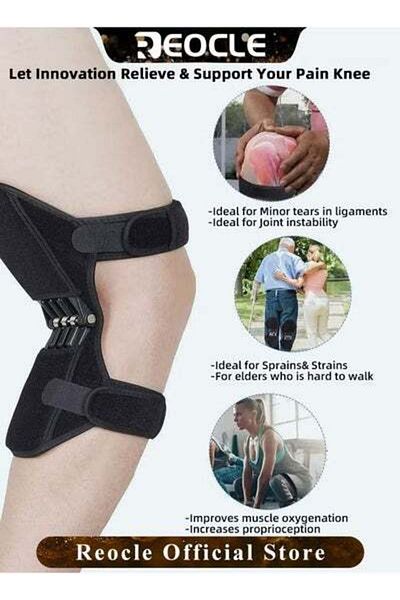 REOCLE Knee Brace 2PCS Knee Protection Booster Support Spring Knee Stabilizer Pad Power Lift Knee Brace