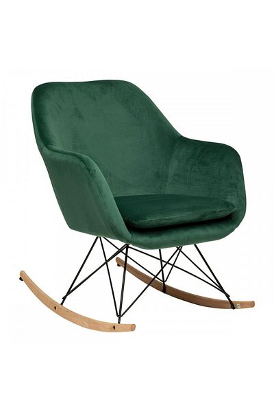 Atmosphera Créateur D'intérieur Green Jade Rocking rocking chair, wood, metal, polyester, 65 x D. 80 x H. 83 cm, 7.3 kg