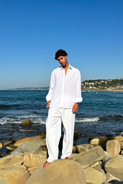 Flaw Wear Double Pleated Linen Trousers