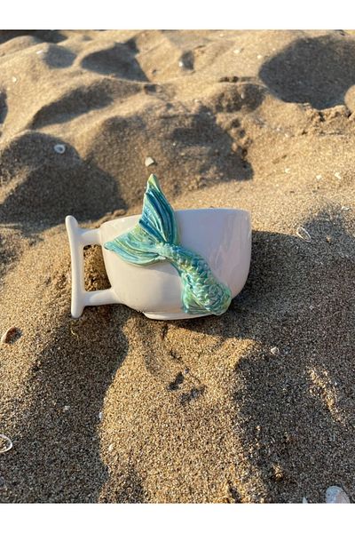 MeGgDecor Handmade Mermaid Ceramic Mug – 300ml Original Embossed Design