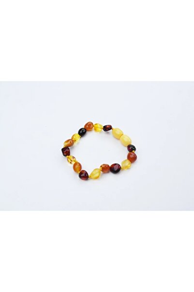 HÜNERTAŞ Rainbow Colored Natural Cut Drop Amber Baby Bracelet