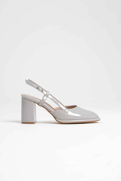 MarjinalTrendim Denma Gray Patent Leather Women's Heeled Shoes