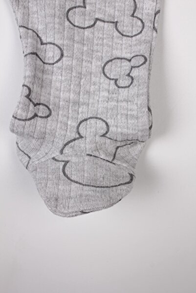 Mini Ropa Newborn Booties Jumpsuit Mouse Printed Snap Fastener Baby Romper