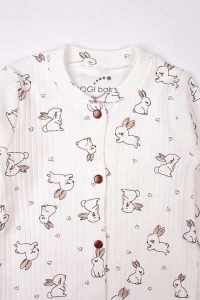 Mini Ropa Newborn Booties Jumpsuit Rabbit Printed Snap Fastener Baby Romper
