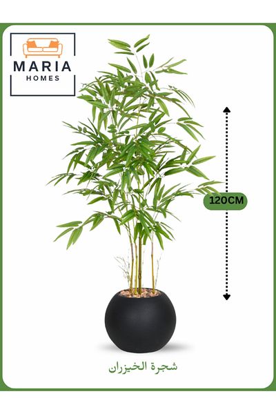 MARIA HOMES Artificial Bamboo Tree 120 cm – Decorative Indoor Plant with Black Pot