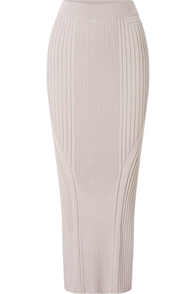 Calvin Klein ICONIC RIB MAXI SKIR Kadın Krem Etek