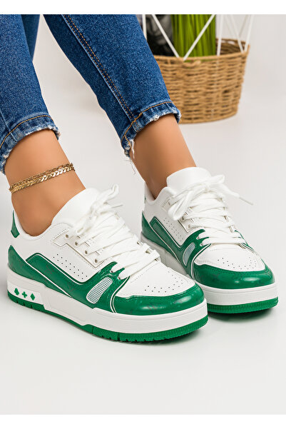 starlike Pantofi sport dama albi cu verde A132