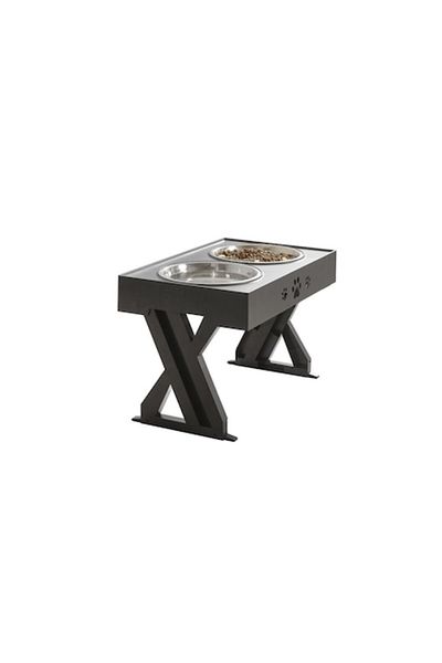 Nabi Market Food and water bowl for dogs and cats with height adjustable stand, grey 44 x 27.5 x 29 cm