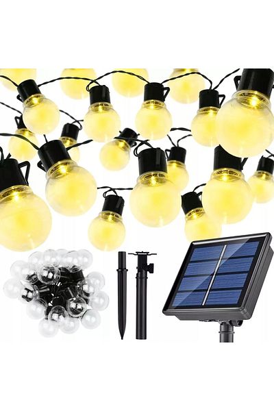 Azaris Ghirlandă solară de grădină cu lumini LED de 7,5 m, 20 de becuri decorative suspendate