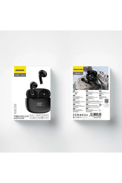 DUDAO Słuchawki bezprzewodowe Bluetooth 5.1 TWS U15N LED czarne