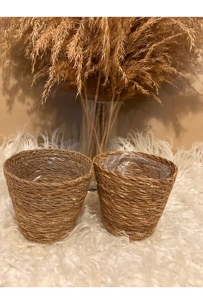 Paganca 2-Piece Wicker Flower Pot with Inner Bag