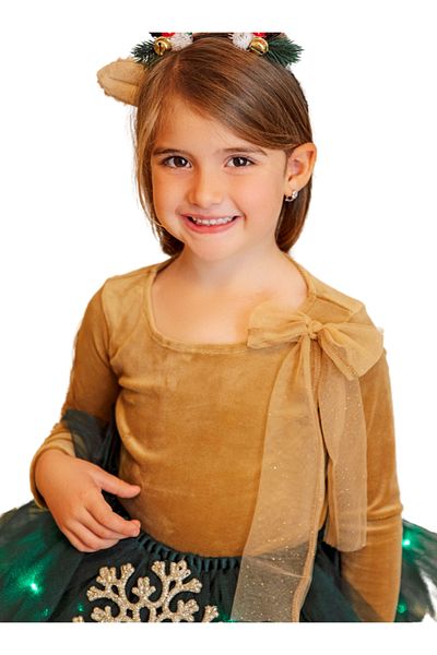 fustite cu luminite Brown-Gold Soft Velvet Long Sleeve Blouse - 5-6 years (110-116 cm)