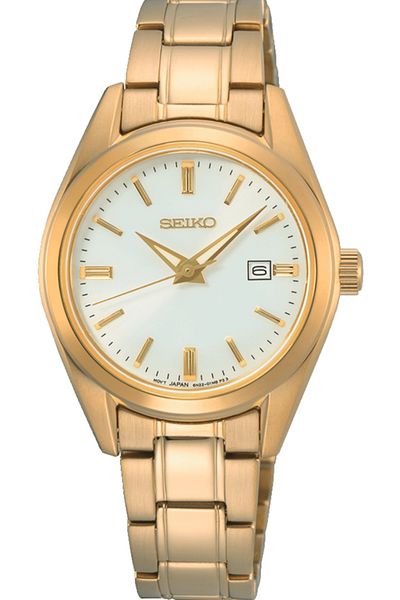 Seiko Sur632 Time Watch Guaranteed Calendar Sapphire Anti-Scratch Glass Gold Color Women Wristwatch